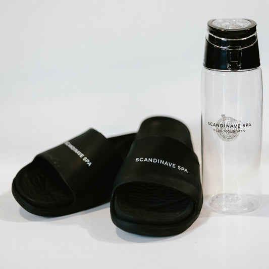 SLIDE SANDALS + WATER BOTTLE